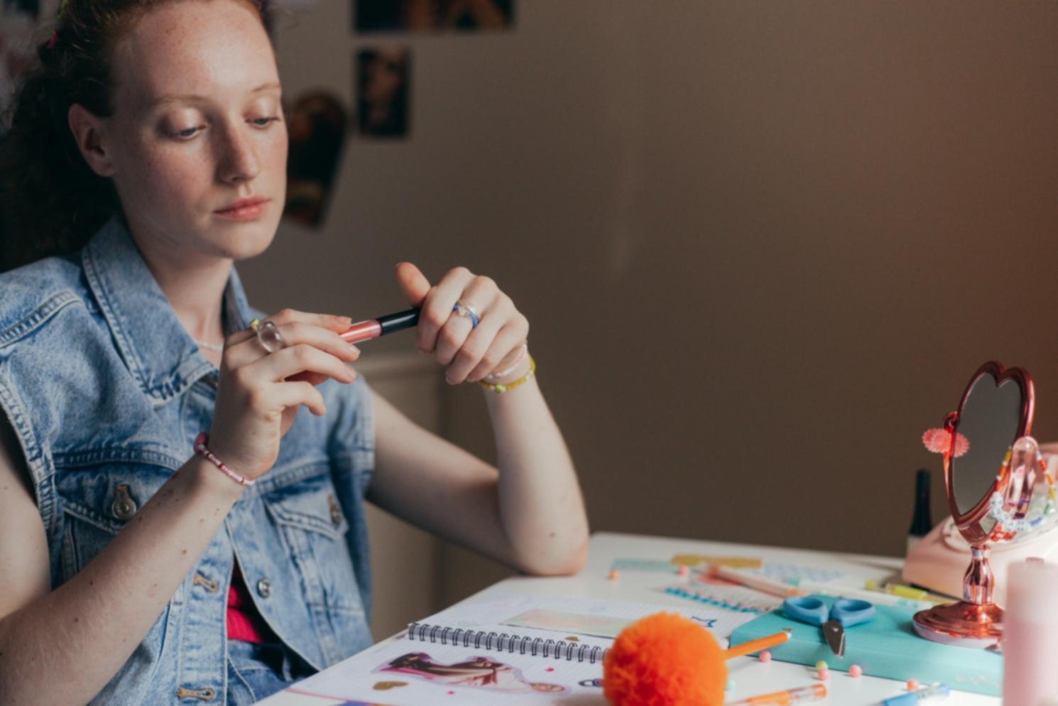 Detailed nail art technique demonstration